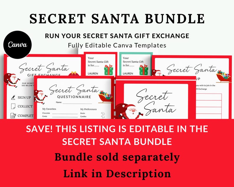 Secret Santa Questionnaire, Secret Santa Survey Form, Christmas All ...