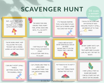 Printable Treasure Hunt Game, 36 Indoor/Outdoor Clues (Digital Download)