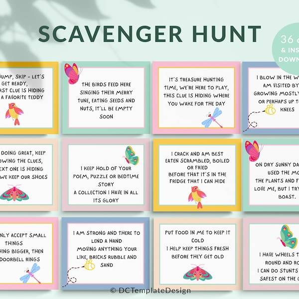 Outdoor Treasure Hunt Clues Etsy