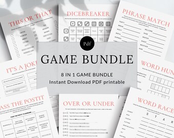 8種類のパーティーゲームセット、女性向け印刷可能アクティビティ、楽しい誕生日アイデア