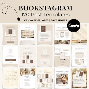 Bookstagram Canva Templates, Bookish Instagram Social Media Posts