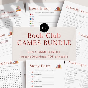 Book Club Games, Book party games,  Book Club Icebreakers, Book Lover Games, BookClub Meeting Games, Book Club Ideas, Book Club Activities