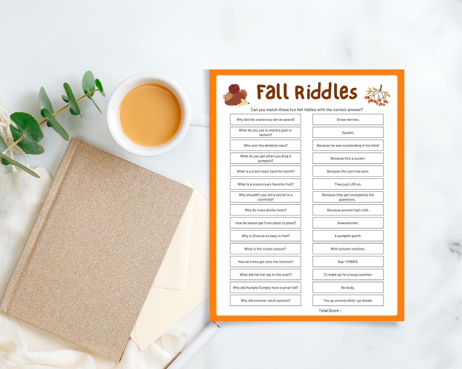 Fall Riddles Party Game, Family Jokes, Autumn Quiz (digital Download ...