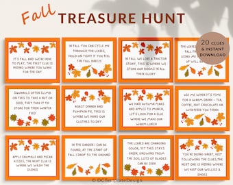 Fall Treasure Hunt for Kids Game, Treasure Hunt Clues for Kids, Treasure Hunt Party, Printable Game for Kids, Thanksgiving Family Game