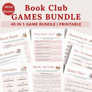 40 Book Club Games Bundle, Printable Book Club Icebreaker Games for Book Club hosting, Book themed Party Games ideas, Reading Group Activity