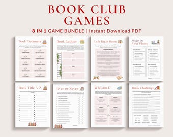 Book Club Game Bundle Printable Reading Group Activities Book Club Party Games Bookish Games Bookclub Meeting Icebreakers for Book Club
