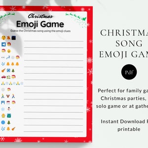 Christmas Emoji Pictionary Game, Christmas Songs Game, Printable Christmas Game, Christmas Family Activity, Christmas Party Game Office