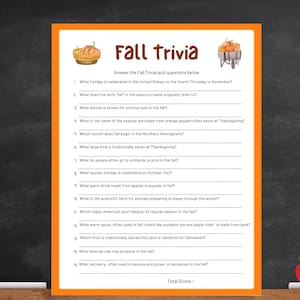 Fall Trivia Game, Autumn Trivia for Kids, Fall Classroom Activity ...
