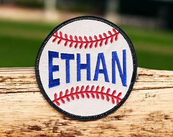 Personalisierter Baseball Aufnäher - Benutzerdefinierter Name gestickter Aufnäher, 4-Zoll-Sportaufnäher zum Aufbügeln für Kinder, Teams und Fans