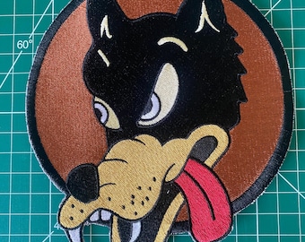 Grateful Dead Dire Wolf-patch – 8 x 6 inch | Volledig geborduurd | Opnaaien of opstrijken | Kledingpatch Deadhead | Rock en psychedelische stijl