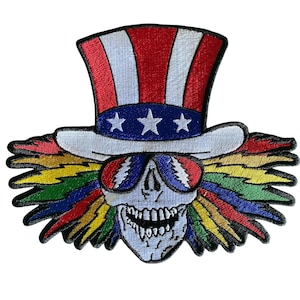 Grateful Dead Uncle Sam Patch – Fully Embroidered | 8&quot; x 6.5&quot; | Iron-On or Sew-On | Deadhead Patch for Jackets, Vests, Backpacks