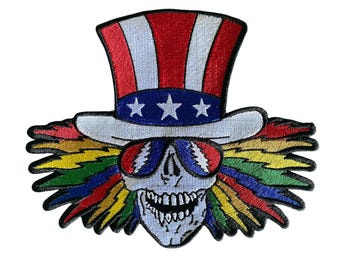 Grateful Dead Uncle Sam Patch – Fully Embroidered | 8" x 6.5" | Iron-On or Sew-On | Deadhead Patch for Jackets, Vests, Backpacks