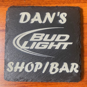 Custom Set of 4 Laser Engraved Slate Coasters
