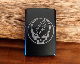 Grateful Dead Flip Top Lighter – Steal Your Face, Uncle Sam, Jerry Hand, Dire Wolf – Engraved Metal Lighter – Deadhead Gift