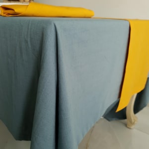 Linen tablecloth Blue, linen rectangle tablecloth for kitchen, Handmade tablecloth for dining table, Gifts for home, 100% organic linen