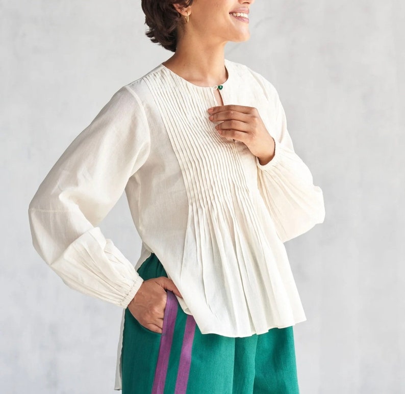 Weißes Baumwolltop, Sommer-Baumwolltop, Plus Size Baumwollkleidung für Frauen Bild 3
