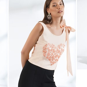 Tops for Women, Embroidered Tops for Women, Sequin Top, Satin Top, Beaded Top, Plus size clothing for women