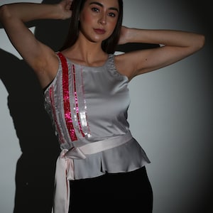 Tops for Women, Embroidered Tops for Women, Sequin Top, Satin Top, Beaded Top, Plus size clothing for women