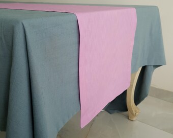 Handmade Lavender Linen Table Runner, Elegant Dining Decor