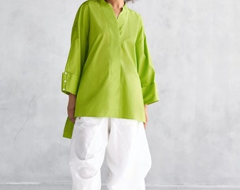 top in cotone verde