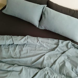 Linen Duvet Cover Dusty Blue with Pillow Cases, Linen Duvet cover with ties, Linen Duvet Cover Set, Linen Duvet Cover Twin, 32 color options