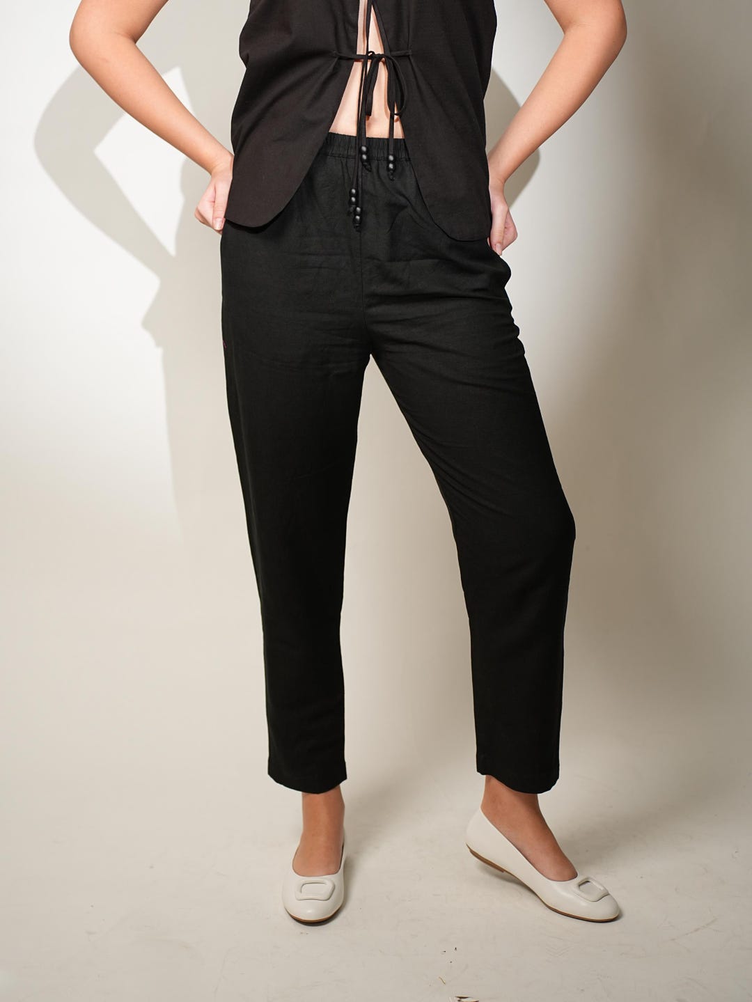 Black Linen Pants Women, Linen Pants Elastic Waist, Pants With Pockets ...
