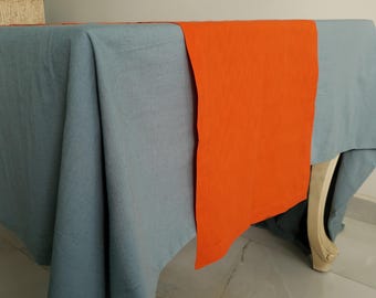 Camino de mesa de lino color naranja quemado, lino orgánico hecho a mano.