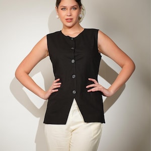 Linen Vest, Linen Sets, 100% Linen Clothing, Linen Waistcoat, Linen Vest Women, linen clothes, linen top, linen plus size clothing