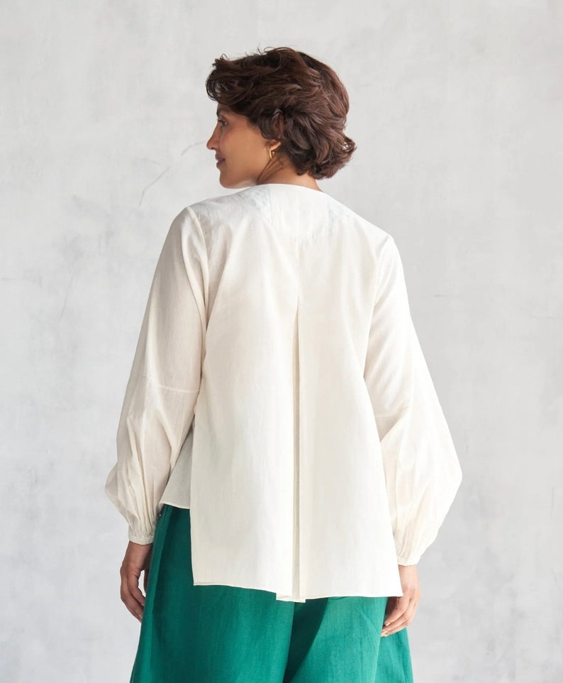 Weißes Baumwolltop, Sommer-Baumwolltop, Plus Size Baumwollkleidung für Frauen Bild 5