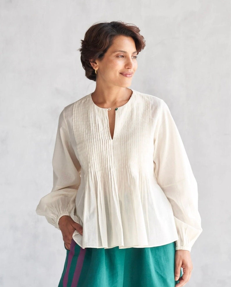 Weißes Baumwolltop, Sommer-Baumwolltop, Plus Size Baumwollkleidung für Frauen Bild 1