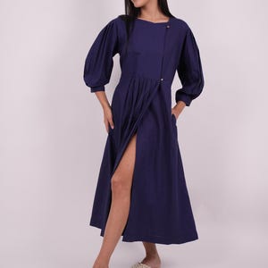 Navy Blue Linen Dress, Wrap Linen Dress, 100% Linen, Maxi Linen dress, Summer Linen Dress, Linen Dresses Plus Size, Autumn Winter Dress