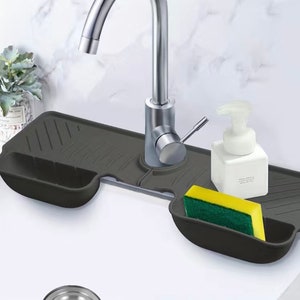 Kitchen Sink Splash Guard Silicone Tray, Dish Soap Dispenser And