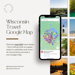 Wisconsin Google Map von Miss Norderlander | Landkarte | Entdecke Supper Clubs, Strände, Pfade und mehr
