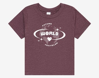 Future World Traveler Infant Globe T-Shirt, gift for new parent, baby shower gift, travel gift, infant clothing.