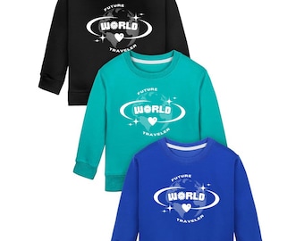 Future World Traveler Infant Crewneck Sweatshirts, gift for new parent, baby shower gift, infant clothing. 6-12m.