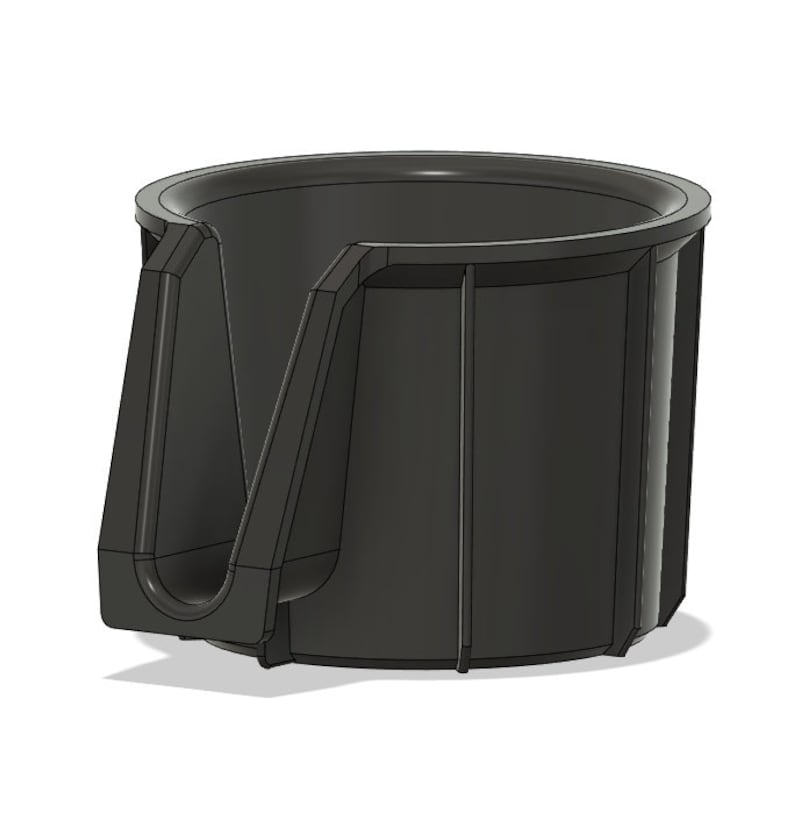 May include: Black plastic cup holder with a built-in clip for attaching to a surface.
