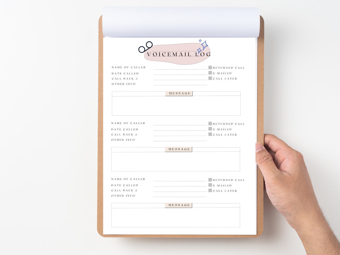 Printable Voicemail Log Template, Printable Communication Log ...