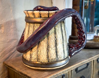 Large Handmade Ceramic Octopus Kraken Tentacle Coffee Mug - 12 fl oz / 350ml
