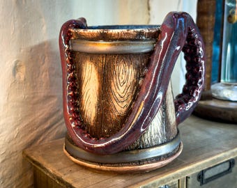 Large Handmade Ceramic Octopus Kraken Tentacle Coffee Mug - 12 fl oz / 350ml