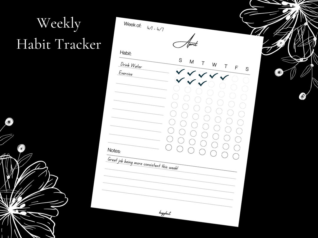 Minimalist Weekly Habit Tracker for Planner (black & White) - Etsy