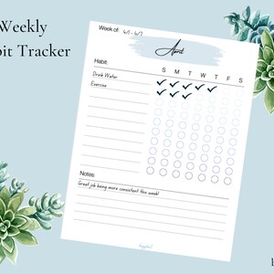 Minimalist Weekly Habit Tracker for Planner (blue)