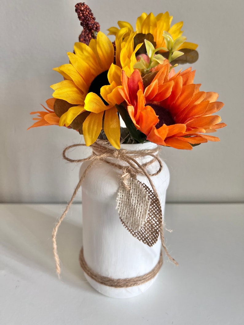 Fall Mason Jar Vase, Fall Mason Jar Centerpiece, Autumn Decor