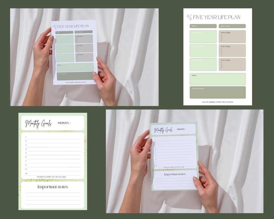 Five Year Plan & Monthly Goals Bundle | Editable Canva Template ...