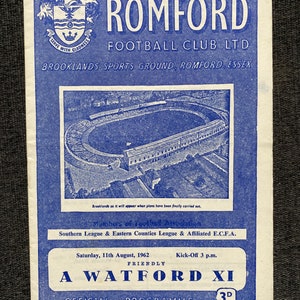 Original Football Programme 1962 Romford Fc V Watford Football Gift for men vintage programme Football memorabilia