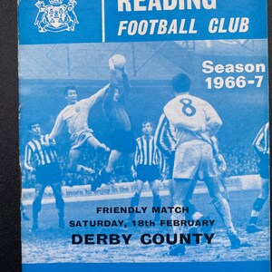 Original Football Programme 1966 Reading VS Derby County Football Gift for men vintage programme Football memorabilia