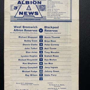 Original Football Programme 1967 West Bromwich vs Blackpool Gift for men vintage programme Football memorabilia