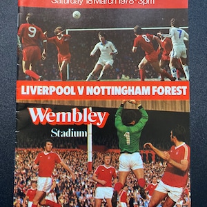 Copa de la liga de fútbol original Programa final 1978 Liverpool vs Nottingham Forest Regalo de fútbol para hombres Programa vintage Recuerdos de fútbol