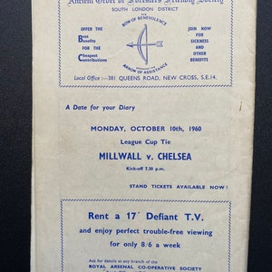 Programa de fútbol original 1960 Darlington VS Shrewsbury Town Regalo de fútbol para hombres Programa vintage Recuerdos de fútbol