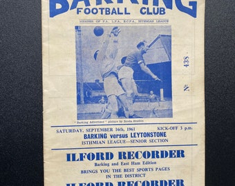 Original Football Programme 1961 Barking vs Port Leytonstone Gift for men vintage programme Football memorabilia