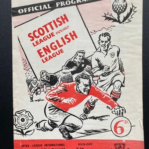Original Football Programme 1958 Scottish league vs English league  Football Gift for men vintage programme Football memorabilia